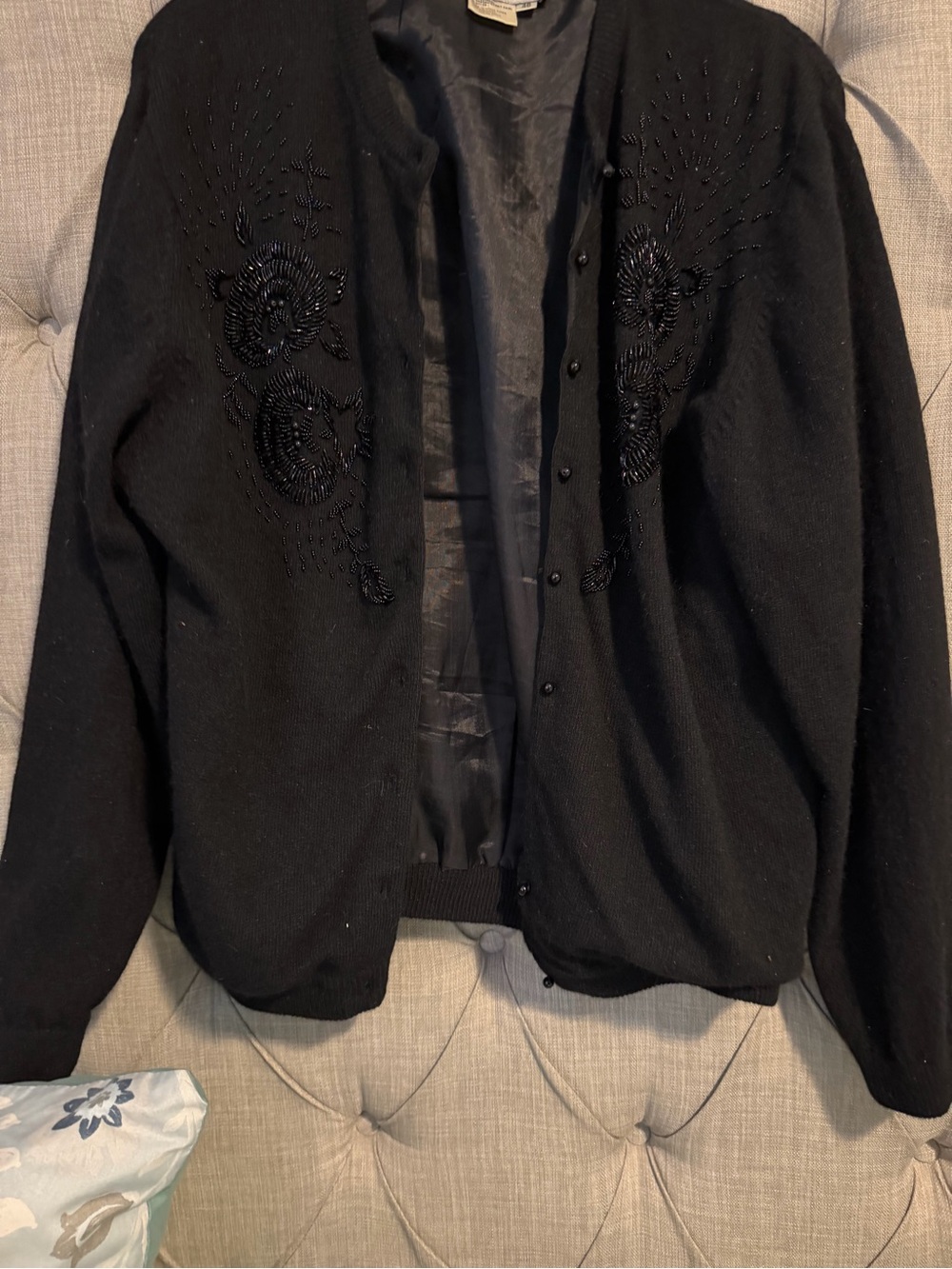 Elegant Black Beaded Women's Blazer Jacket